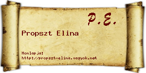 Propszt Elina névjegykártya